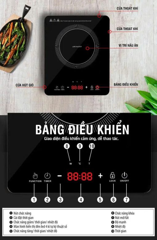 Bếp điện từ LocknLock Induction Cooker, 220-240V, 50/60Hz, 2000W ...
