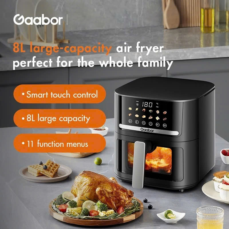 Nồi Chiên Không Dầu Trong Suốt Gaabor AF-80T01A (8 Lít – 1600W) 12 Chế Độ Nấu – Lòng Nồi Chống Dính Điện Tử Cảm Ứng Cho Gia Đình