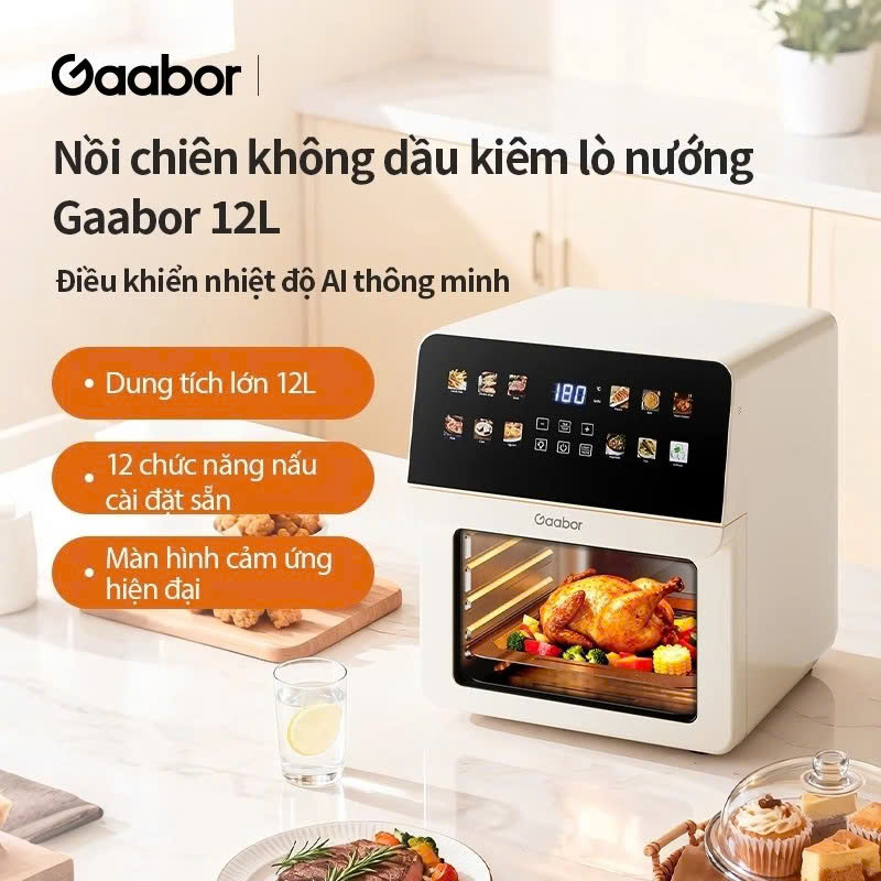 Thanh lý Nồi Chiên Không Dầu Gaabor AF-120T02 12L Kiêm Lò Nướng Cảm Ứng Màn Hình Màu Đa Năng Công Suất 1700W Có Cửa Kính Quan Sát (Sao chép)